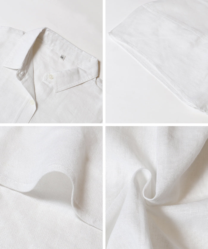 Linen loose short sleeve shirt