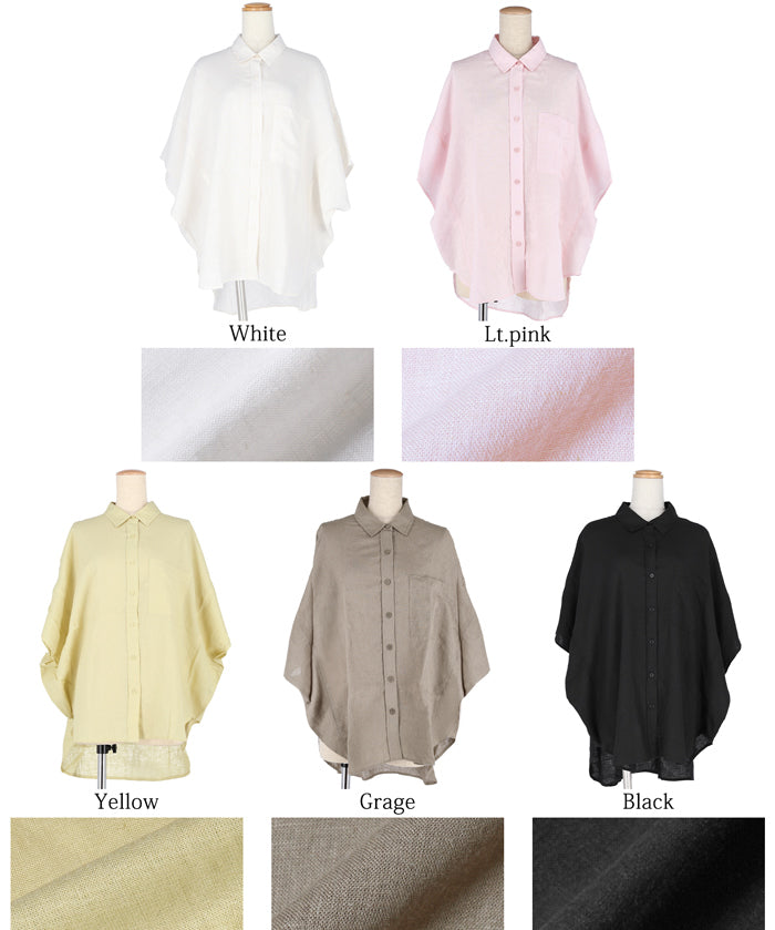 Linen loose short sleeve shirt