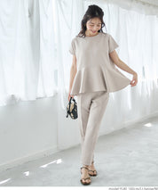 Temperamental commuting pearl lotus hem short-sleeved babydoll top