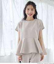 Temperamental commuting pearl lotus hem short-sleeved babydoll top