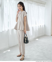 Temperamental commuting pearl lotus hem short-sleeved babydoll top