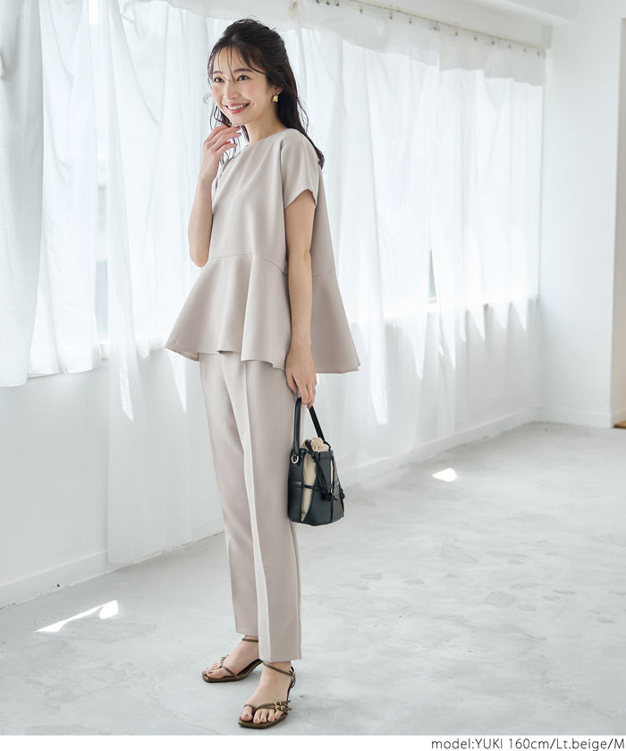 Temperamental commuting pearl lotus hem short-sleeved babydoll top