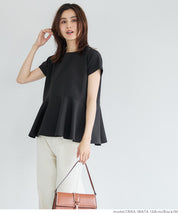 Temperamental commuting pearl lotus hem short-sleeved babydoll top