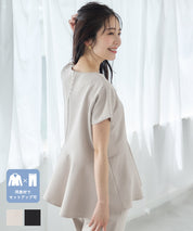 Temperamental commuting pearl lotus hem short-sleeved babydoll top