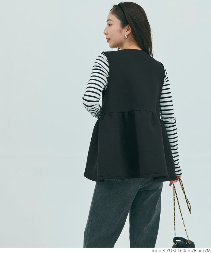 Firm pearl button peplum vest