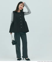 Firm pearl button peplum vest