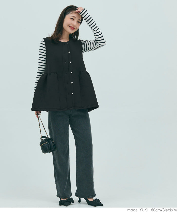 Firm pearl button peplum vest