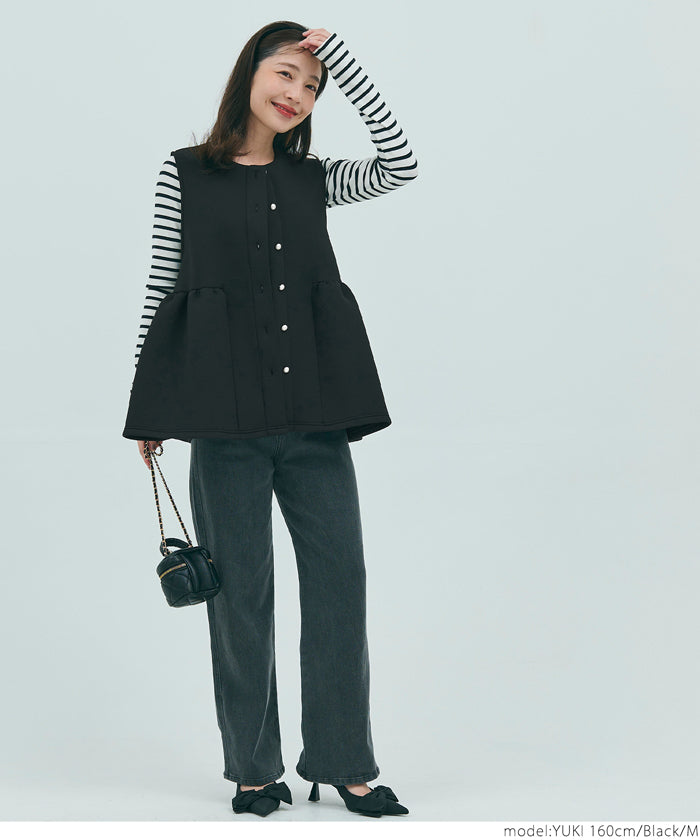 Firm pearl button peplum vest