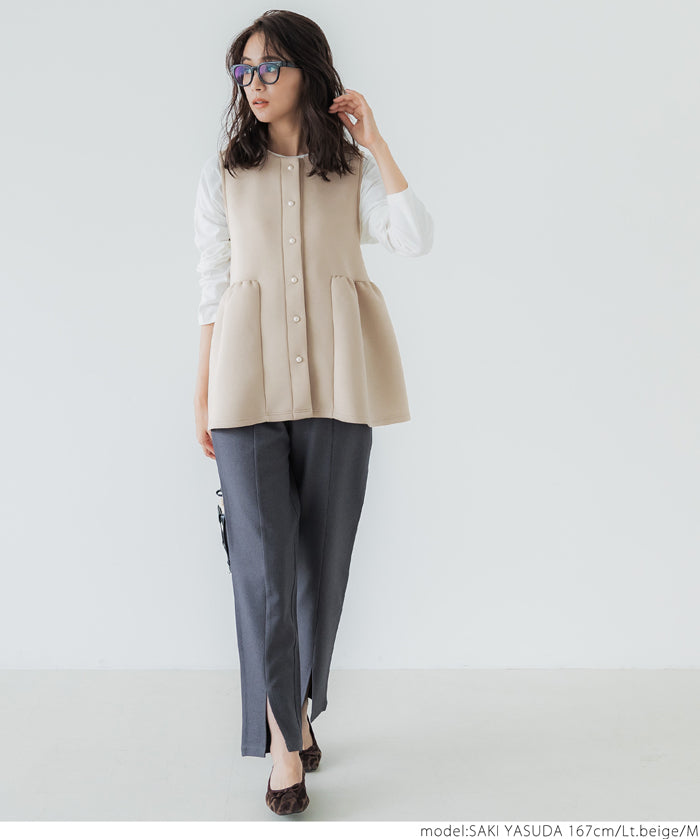 Firm pearl button peplum vest