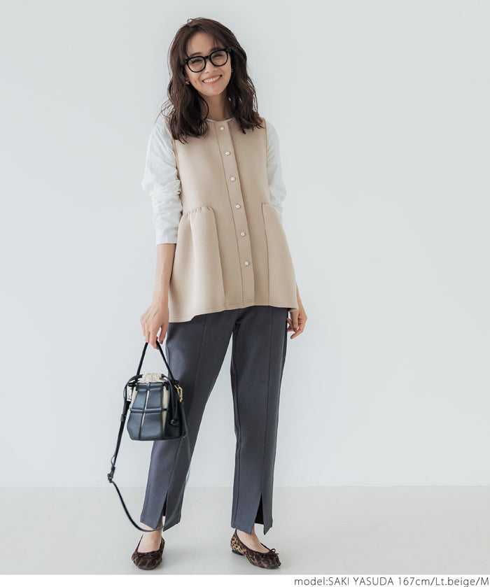 Firm pearl button peplum vest