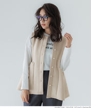 Firm pearl button peplum vest