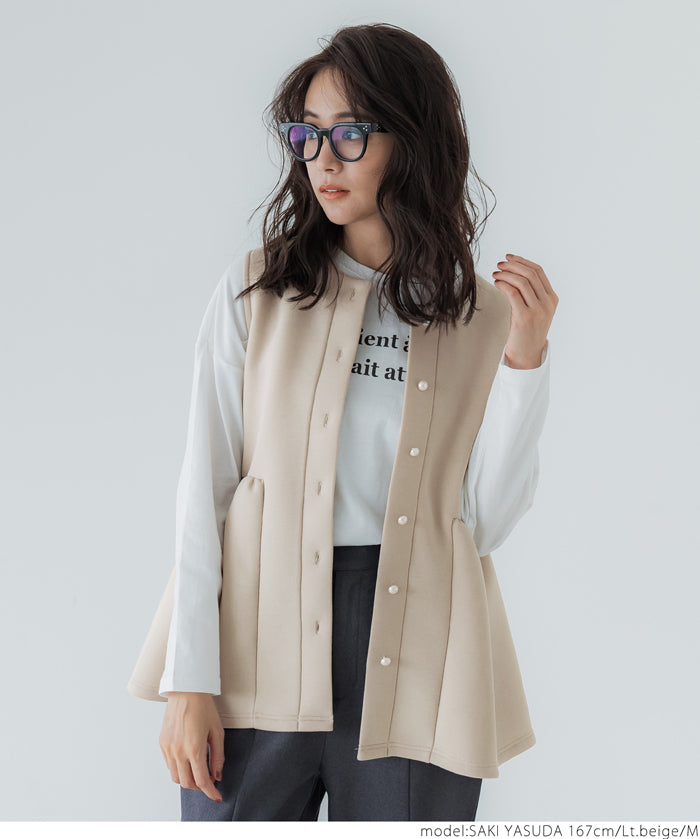 Firm pearl button peplum vest