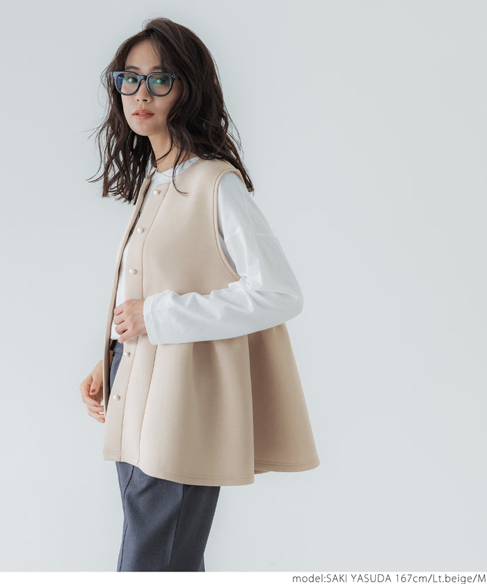 Firm pearl button peplum vest