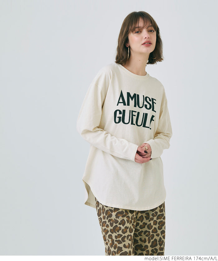 Tail cut assorted logo long sleeve top