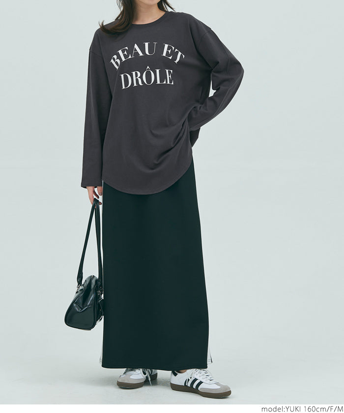 Tail cut assorted logo long sleeve top