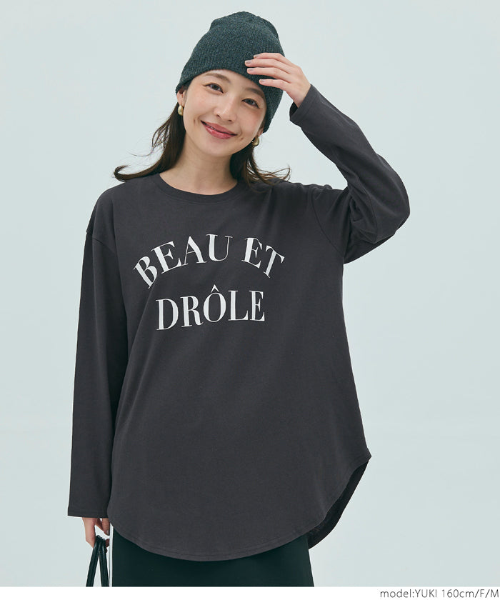 Tail cut assorted logo long sleeve top