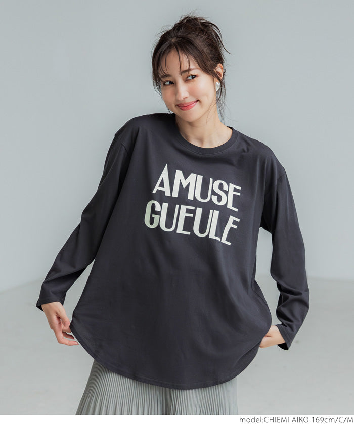 Tail cut assorted logo long sleeve top