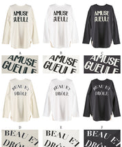 Tail cut assorted logo long sleeve top