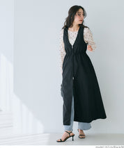 V-neck front zip-up waist vest dress