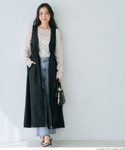 V-neck front zip-up waist vest dress