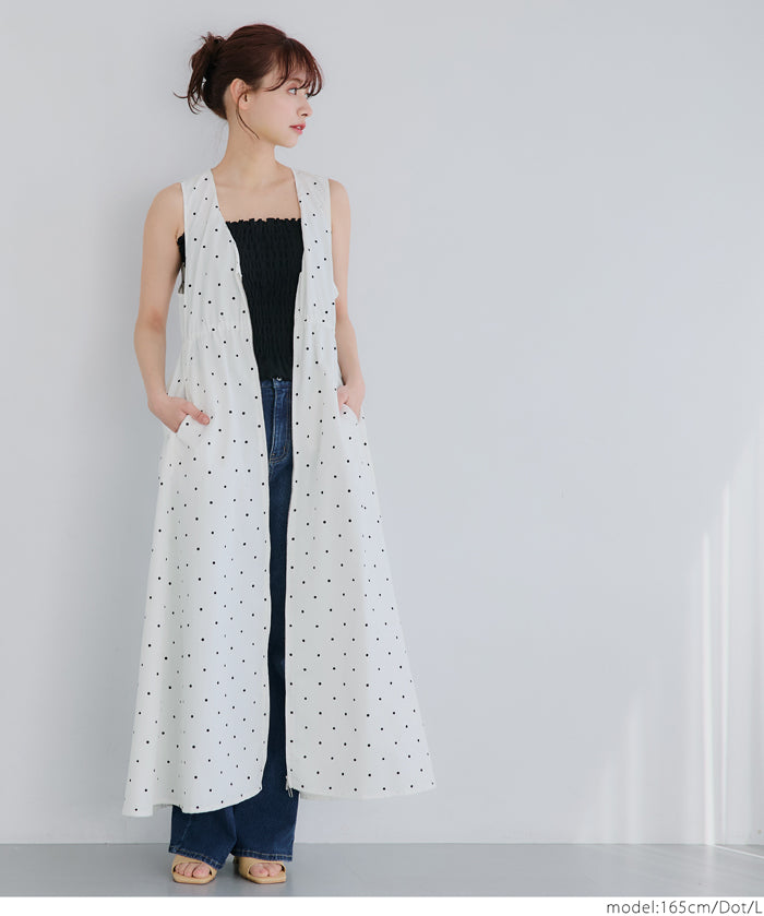 V-neck front zip-up waist vest dress