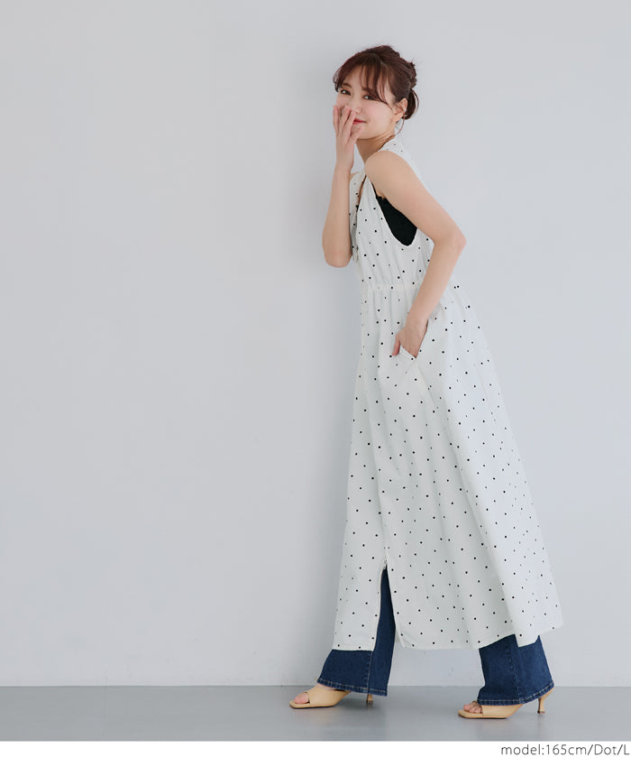 V-neck front zip-up waist vest dress