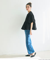 Japanese style puff sleeve collarless baby coat