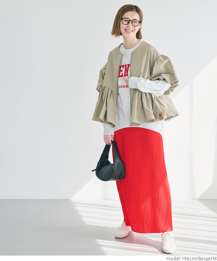 Japanese style puff sleeve collarless baby coat