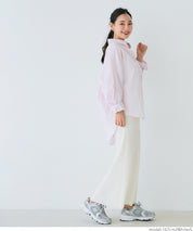 Self-cut random rib pleated skirt