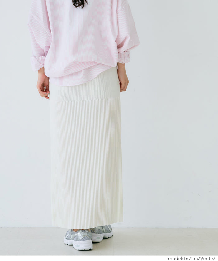 Self-cut random rib pleated skirt