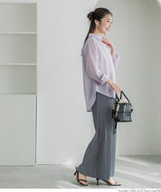 Self-cut random rib pleated skirt