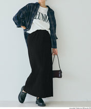 Self-cut random rib pleated skirt