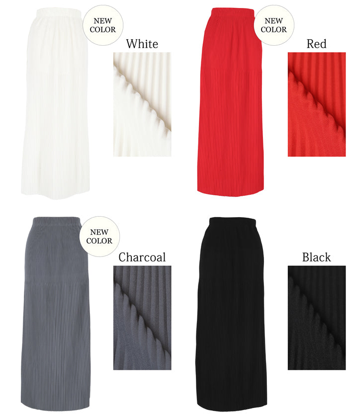 Self-cut random rib pleated skirt