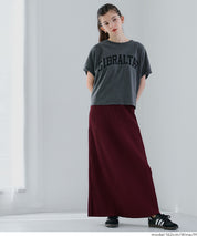 Self-cut random rib pleated skirt