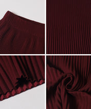Self-cut random rib pleated skirt