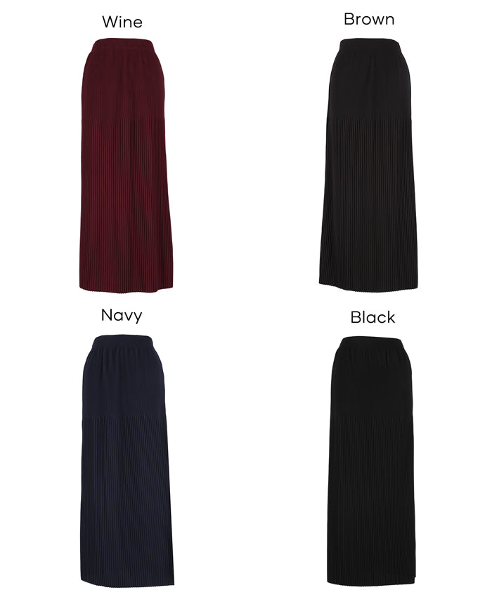 Self-cut random rib pleated skirt