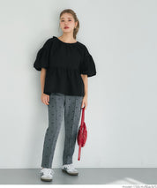 Japanese style back bow puff sleeves and stiff babydoll top