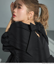 Japanese style back bow puff sleeves and stiff babydoll top