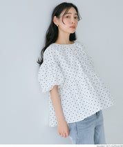 Japanese style back bow puff sleeves and stiff babydoll top