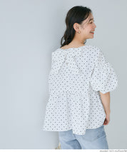 Japanese style back bow puff sleeves and stiff babydoll top