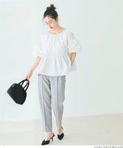 Japanese style back bow puff sleeves and stiff babydoll top