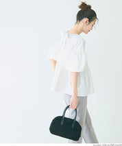 Japanese style back bow puff sleeves and stiff babydoll top