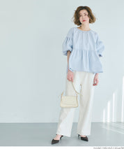 Japanese style back bow puff sleeves and stiff babydoll top