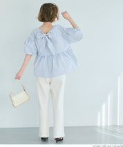 Japanese style back bow puff sleeves and stiff babydoll top