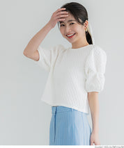 Textured puff-sleeve top