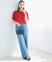 Textured puff-sleeve top