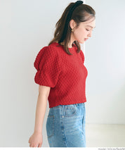 Textured puff-sleeve top
