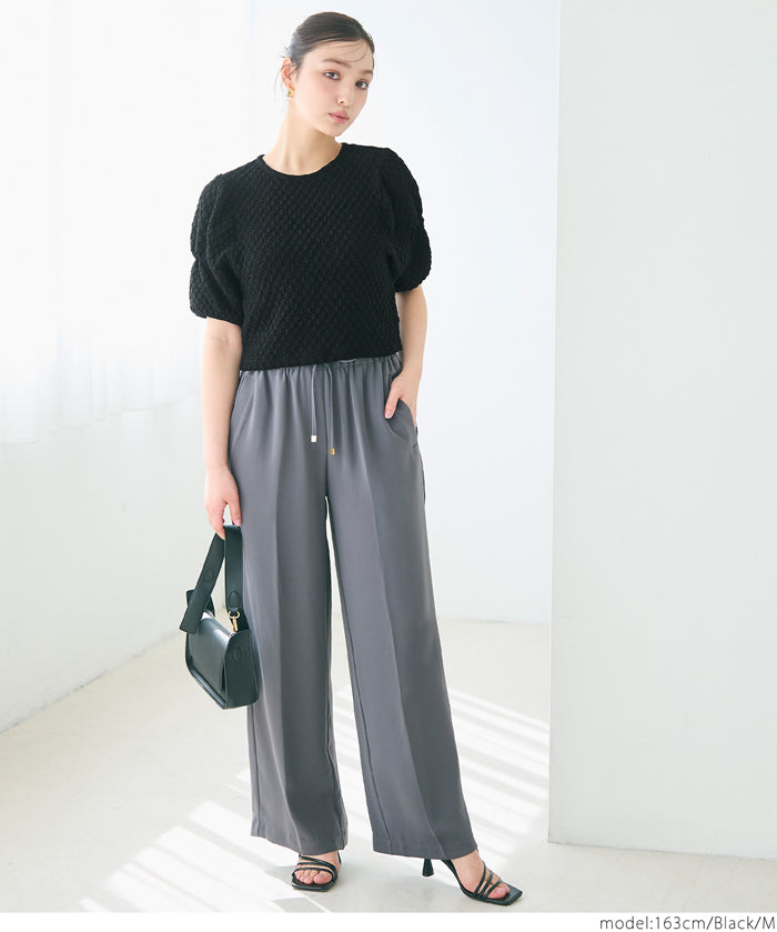 Textured puff-sleeve top