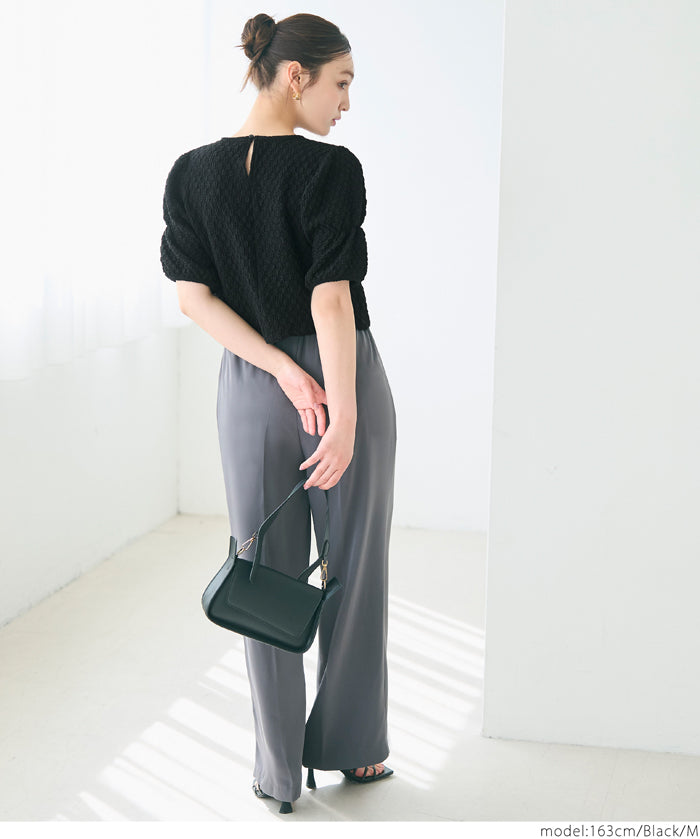 Textured puff-sleeve top