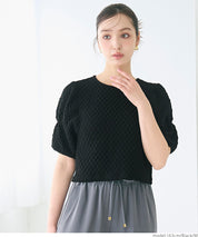 Textured puff-sleeve top